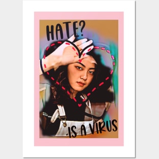 Hate is a Virus (Asian girl inside dotted heart) Posters and Art